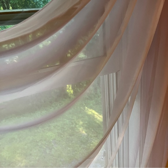 Set (2) Sheer Window Scarfs Swag Lavender Flower Edge Cottagecore Fairy 40 X 210 - Picture 2 of 16